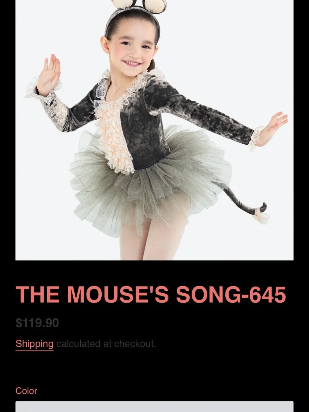Revolution Girls' Gray Mouse Tutu Costume